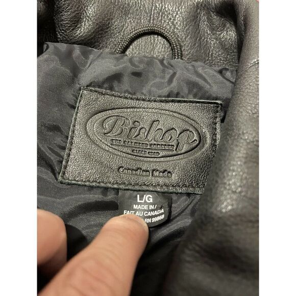 BISHOP Men's Bomber Jacket Canadian‎ Wool Leather Trim Whistler Creek Size Large - Picture 9 of 9